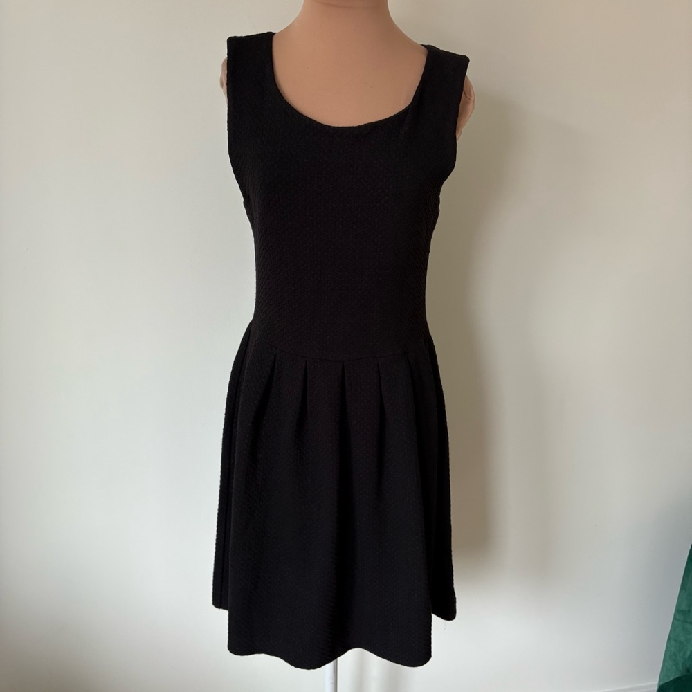 Anthropologie Ganni Noon and Night Black Stretch Cotton Textured Dress EUC Sz M